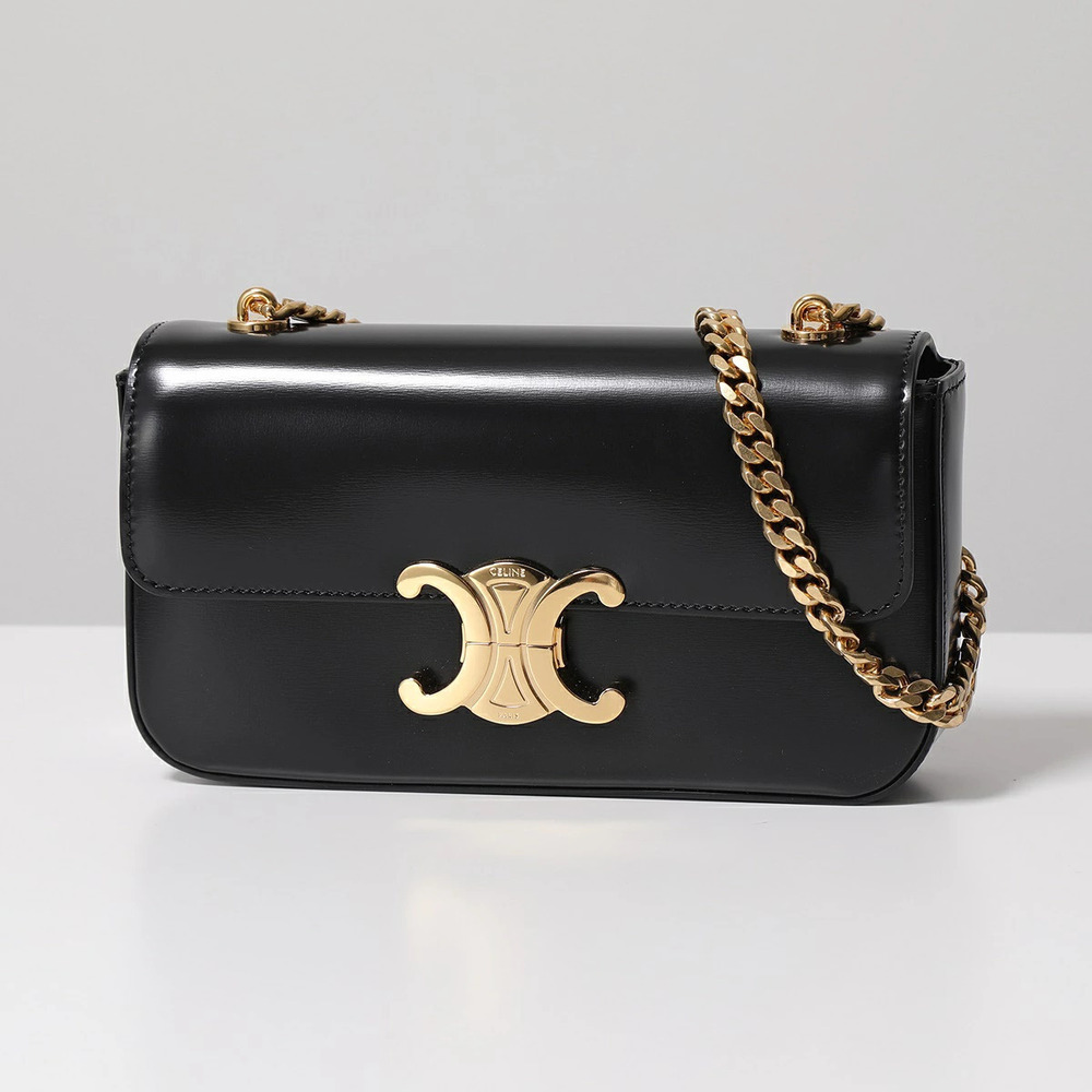 Celine Shoulder Bag Leather Triomphe Chain Handbag